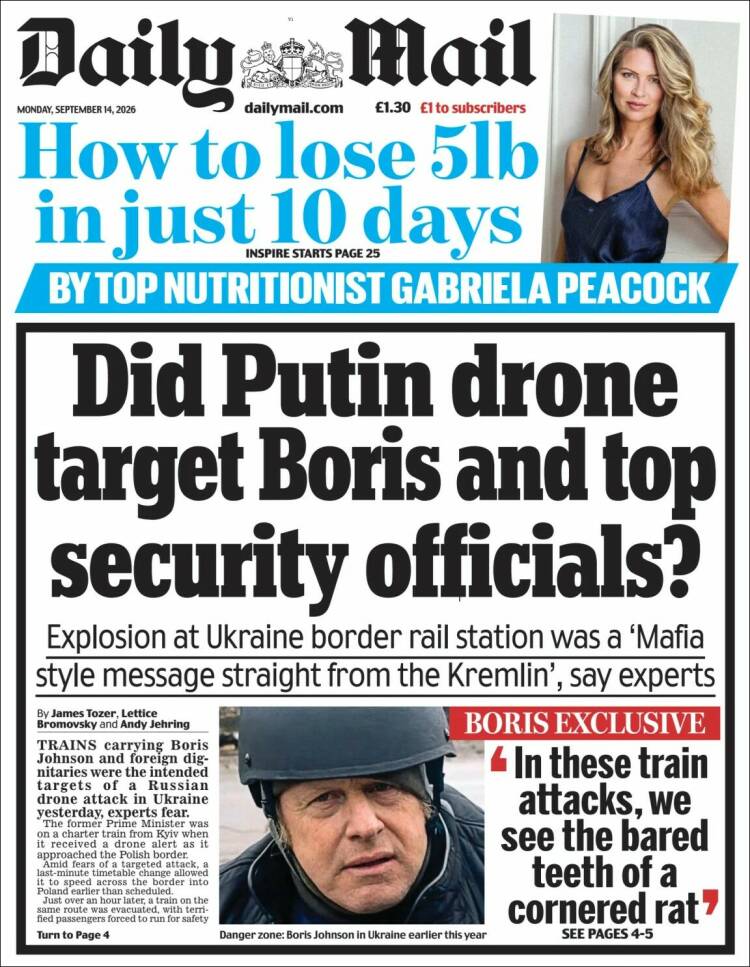 Portada de Daily Mail (Reino Unido)