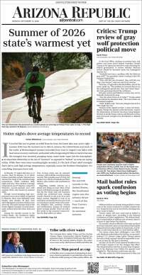 Portada de Arizona Republic News (USA)