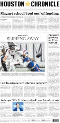 Portada de Houston Chronicle (USA)