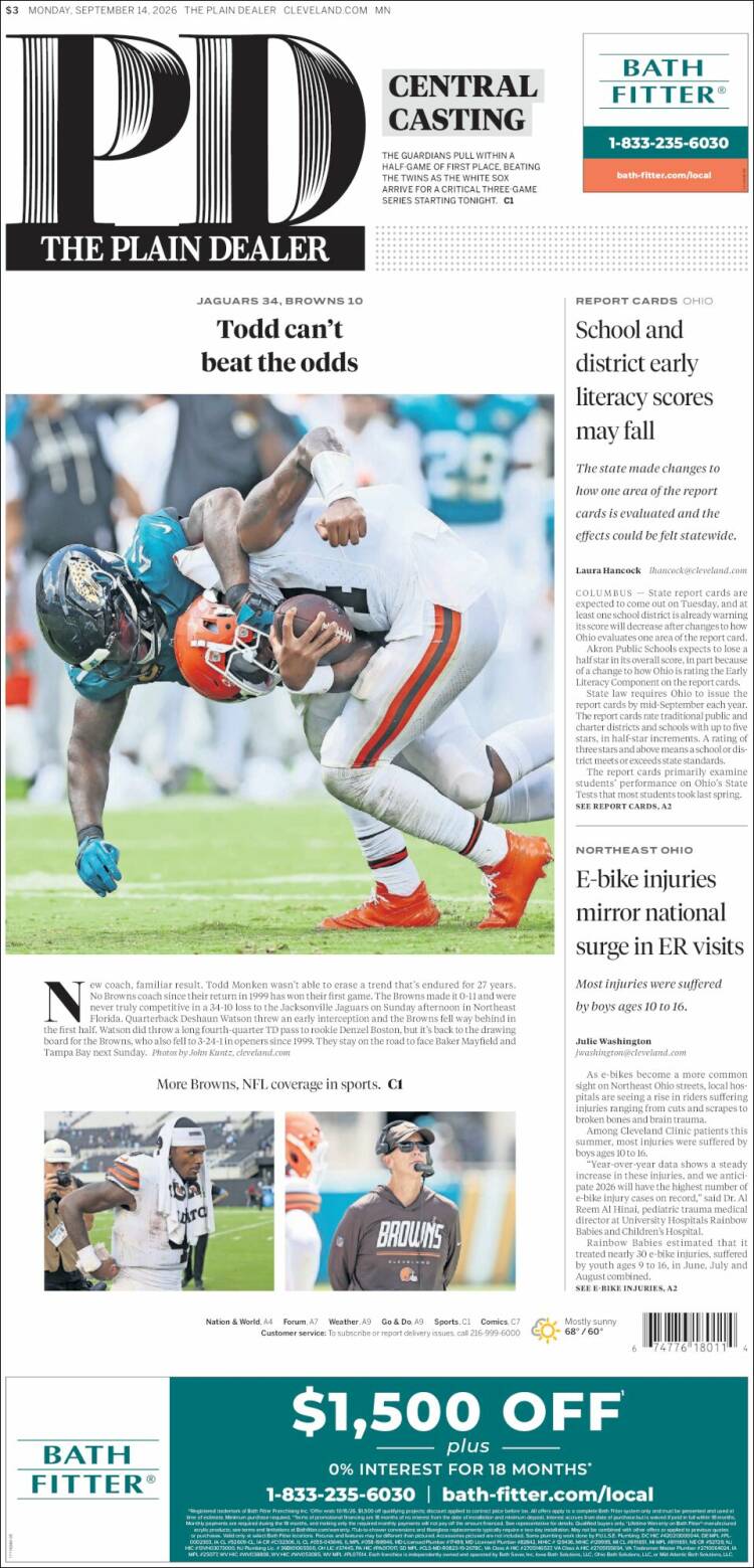 Portada de The Plain Dealer (USA)