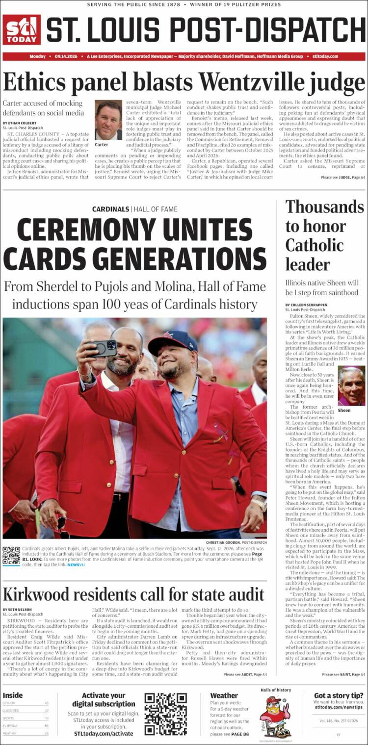 Portada de St. Louis Post-Dispatch (USA)