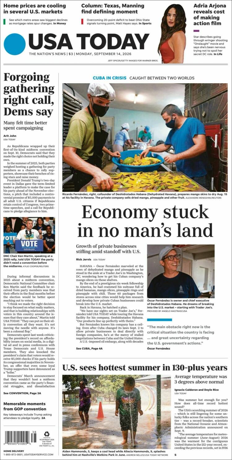 Portada de USA Today (USA)