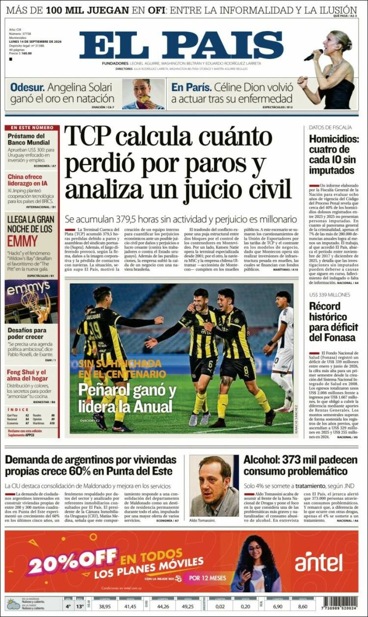 Portada de El País (Uruguay)