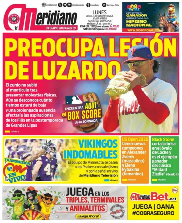Portada de Meridiano (Venezuela)