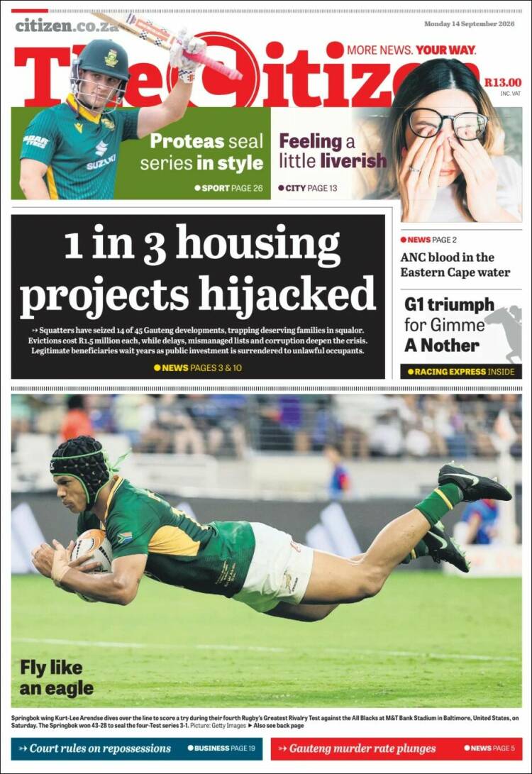 Portada de The Citizen (Sud&aacute;frica)