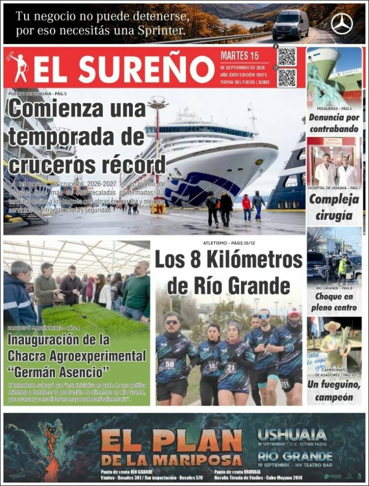 Portada de Diario El Sureño (Argentina)