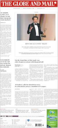Portada de The Globe and Mail (Canad&aacute;)