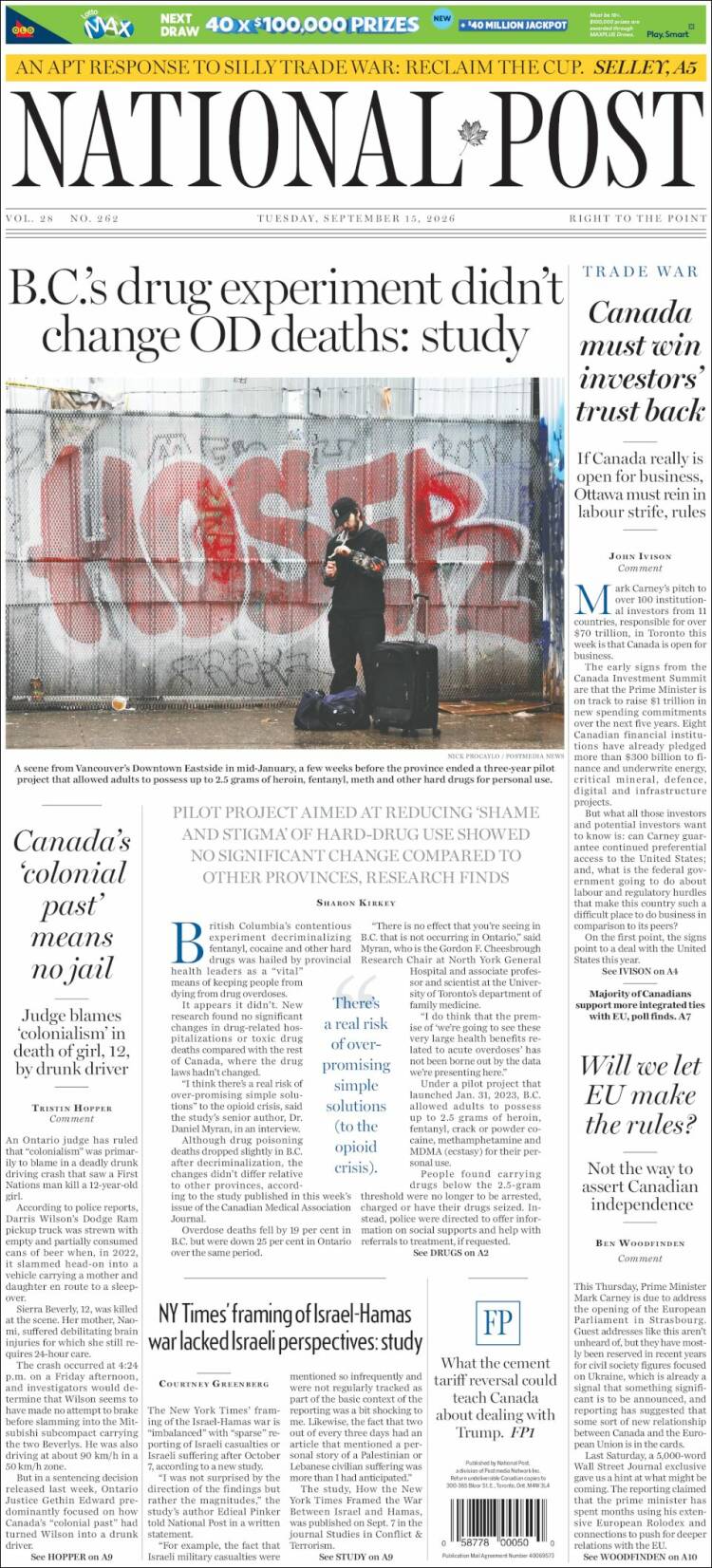 Portada de The National Post (Canad&aacute;)