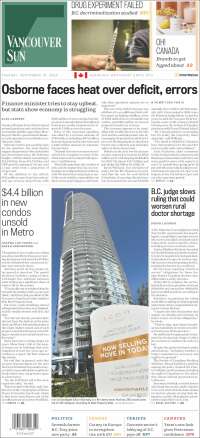 Portada de The Vancouver Sun (Canad&aacute;)