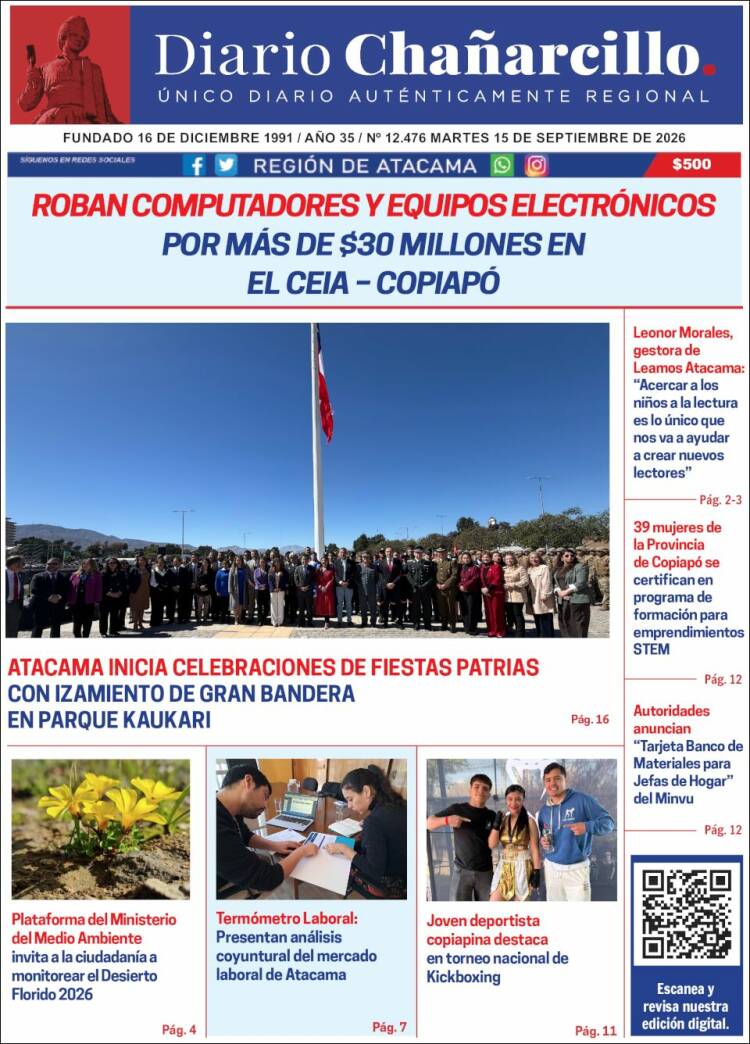 Portada de Diario Chañarcillo (Chili)