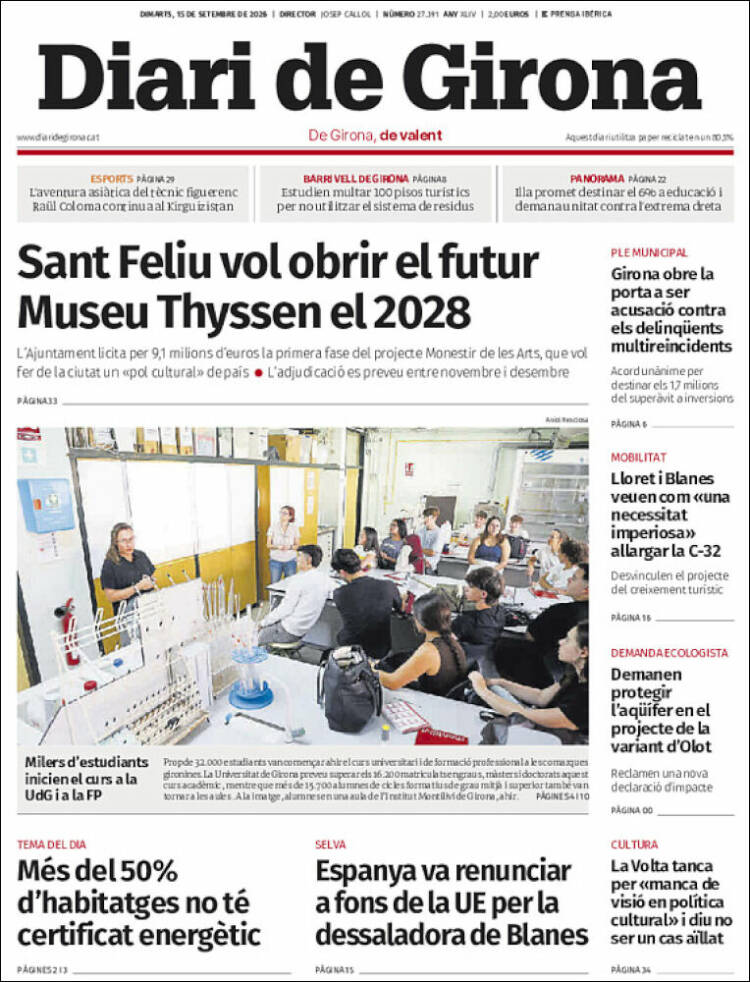 Portada de Diari de Girona (Espa&ntilde;a)