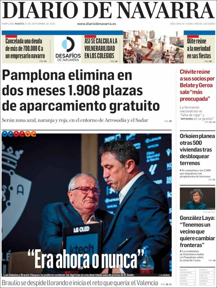 Portada de Diario de Navarra (Espa&ntilde;a)