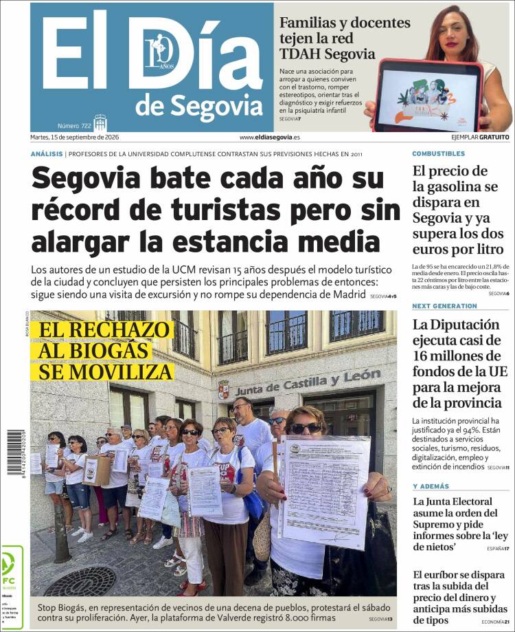 Portada de El Día de Segovia (Espa&ntilde;a)