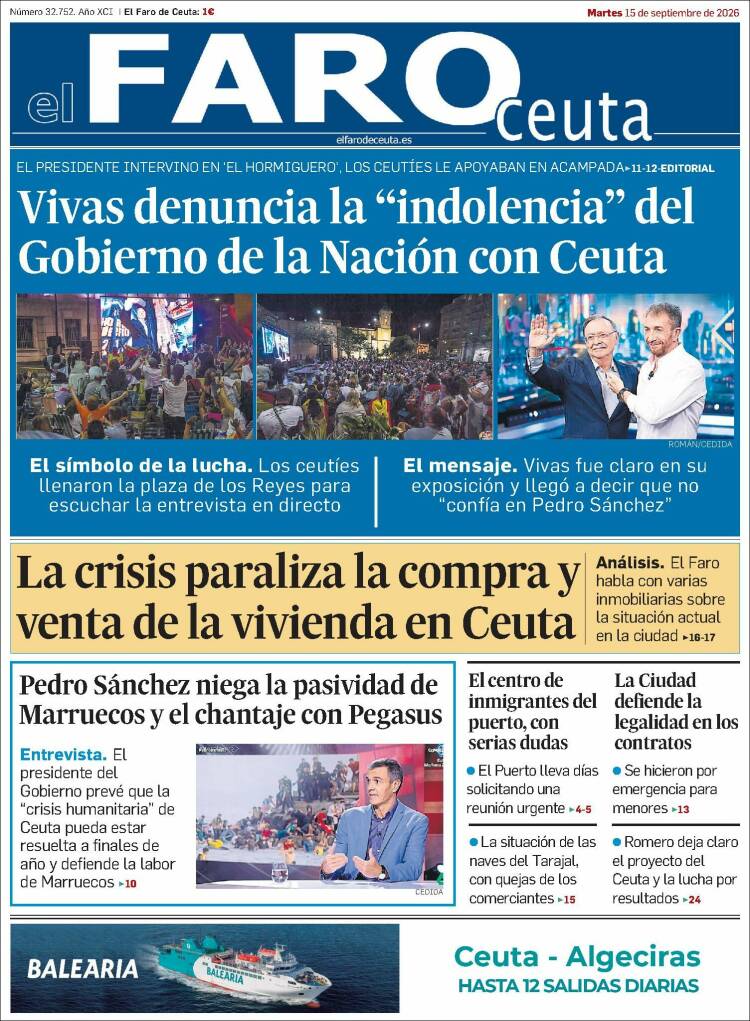 Portada de El Faro de Ceuta (Espa&ntilde;a)