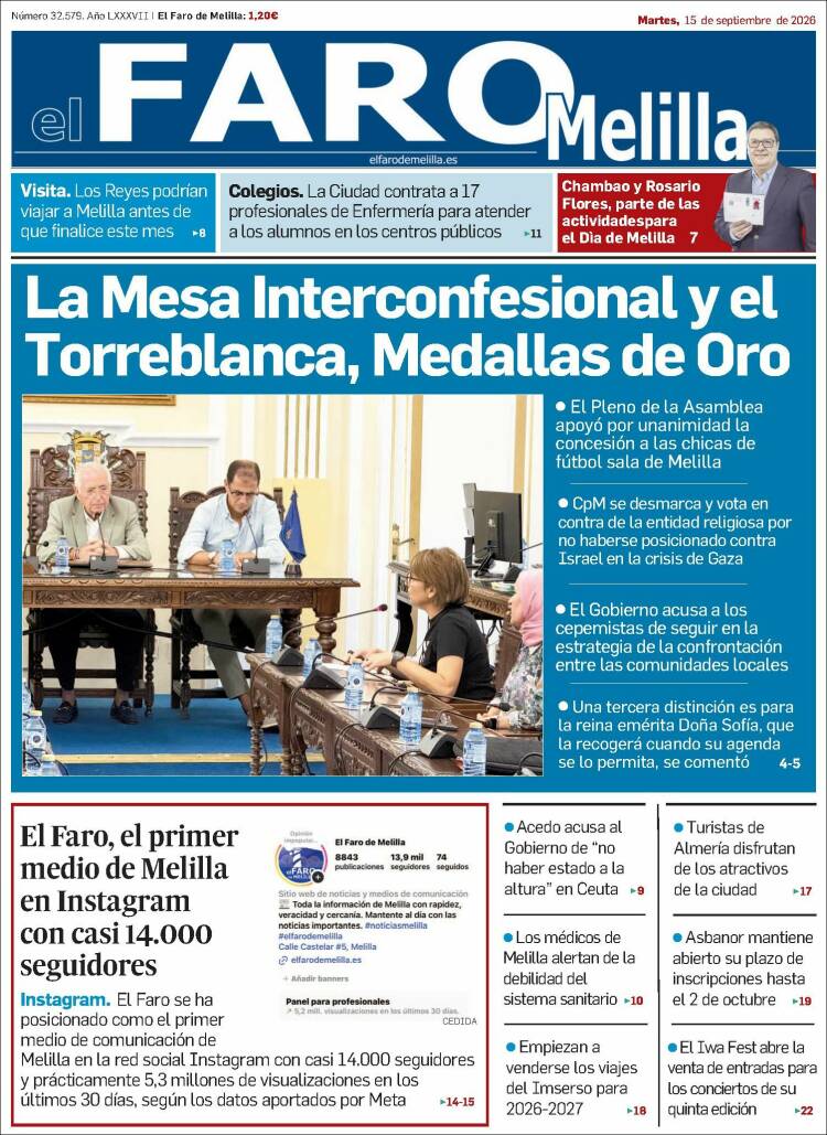 Portada de El Faro de Melilla (Espa&ntilde;a)