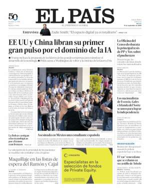 Portada de El País de hoy