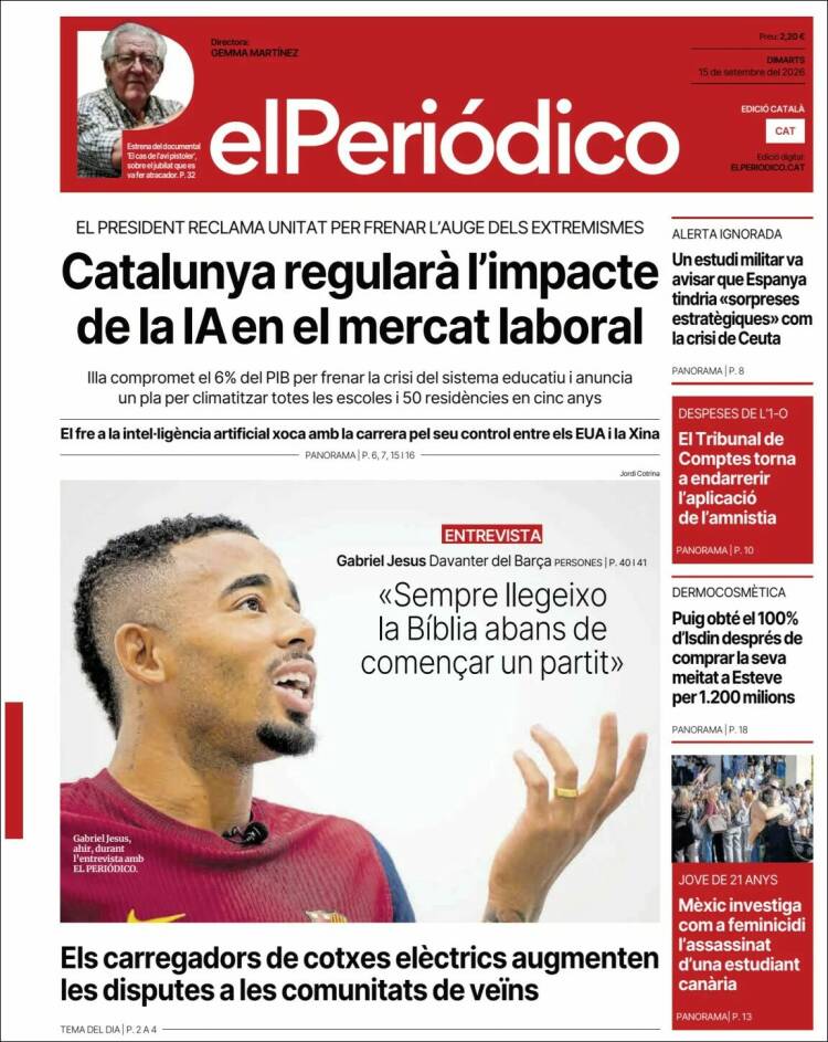 Portada de El Periódico de Catalunya (Espa&ntilde;a)