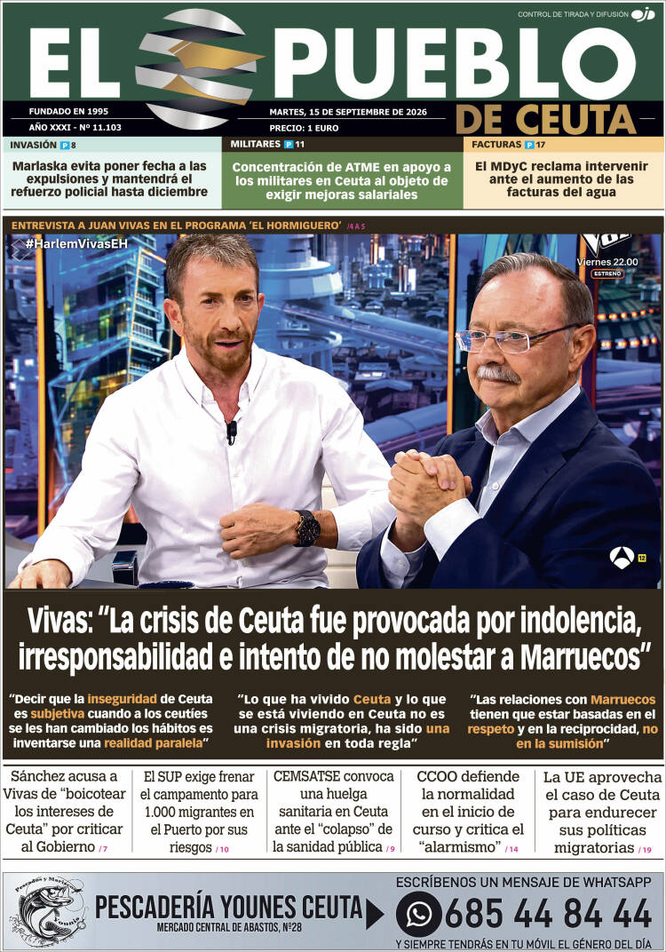 Portada de El Pueblo de Ceuta (Espa&ntilde;a)
