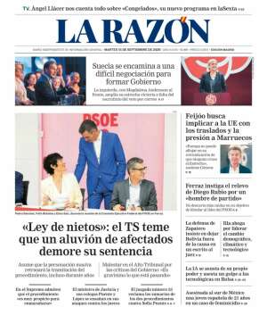 Portada de La Razón de hoy