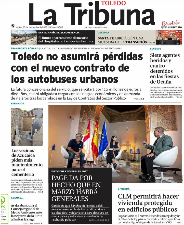Portada de La Tribuna de Toledo (Espa&ntilde;a)