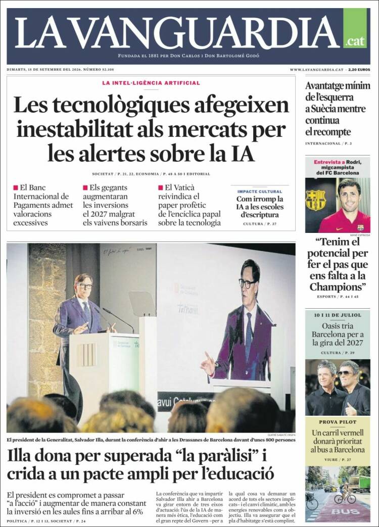 Portada de La Vanguardia (Espa&ntilde;a)
