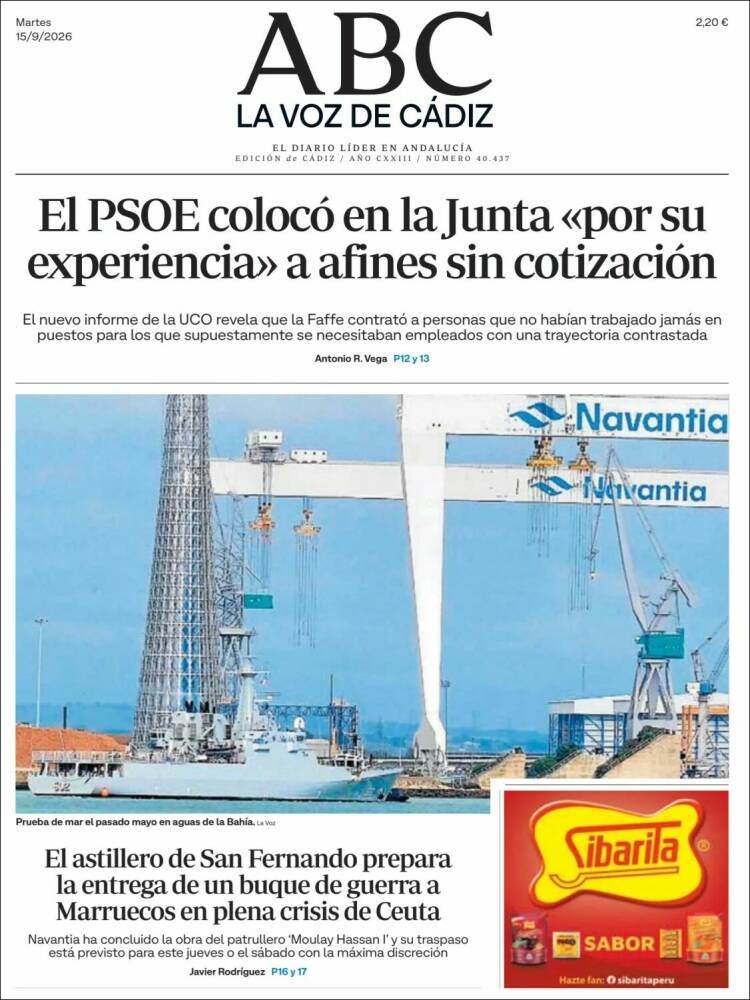 Portada de La Voz de Cádiz (Espa&ntilde;a)