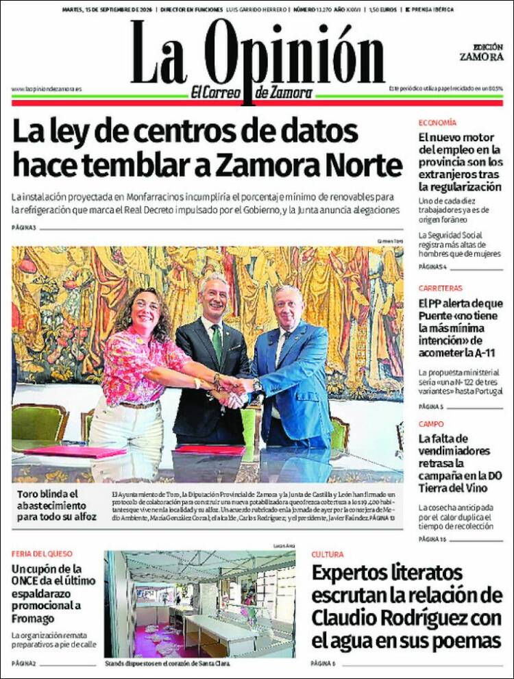 Portada de La Opinión - El Correo de Zamora (Espa&ntilde;a)