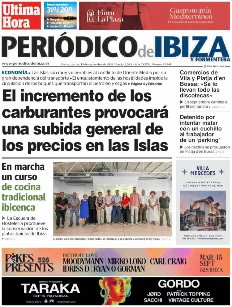 Portada de Periódico de Ibiza (Espa&ntilde;a)