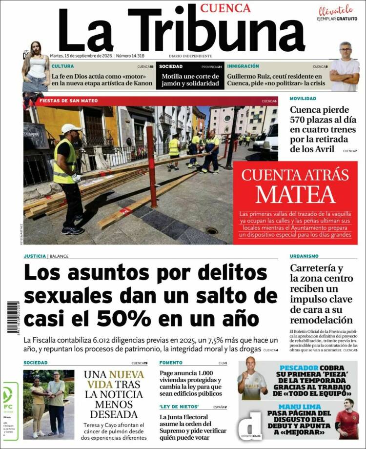 Portada de La Tribuna de Cuenca (Espa&ntilde;a)