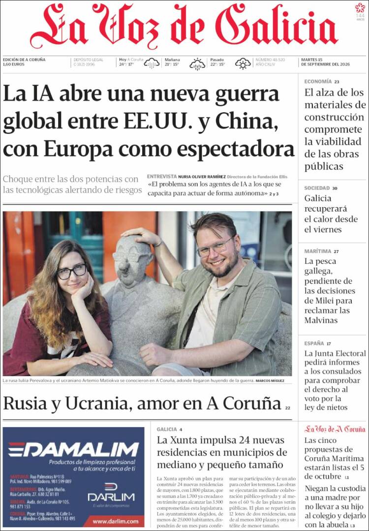 Portada de La Voz de Galicia (Espa&ntilde;a)