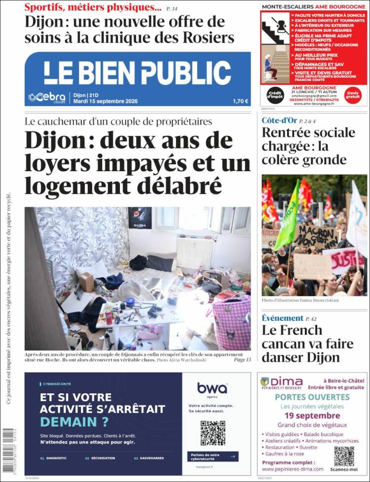 Portada de Le Bien Public (Francia)