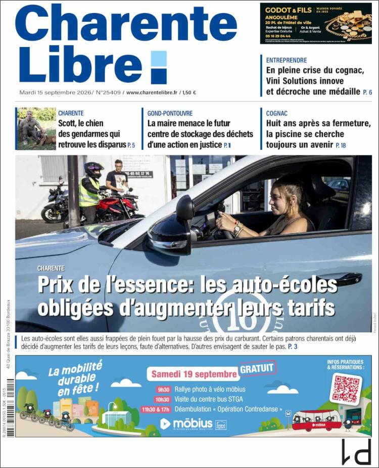 Portada de Charente Libre (Francia)