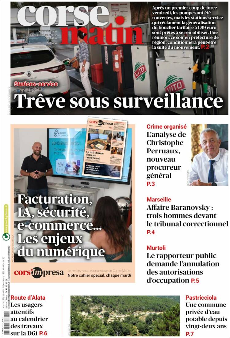 Portada de Corse-Matin (Francia)