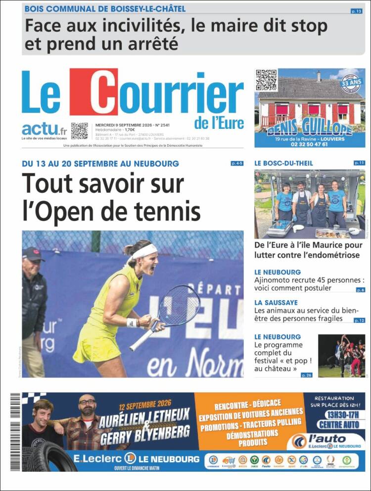 Portada de Le Courrier de l'Ouest (Francia)