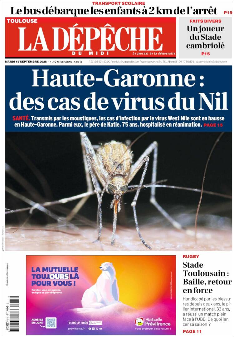 Portada de La Dépêche du Midi (Francia)