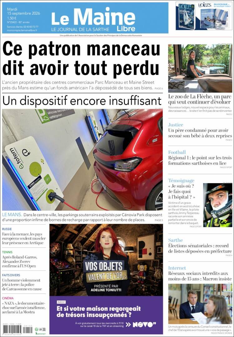Portada de Le Maine Libre (Francia)