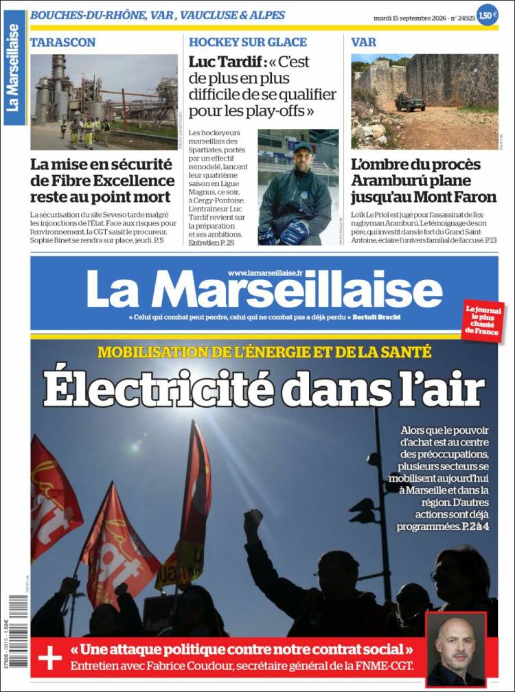 Portada de La Marseillaise (Francia)
