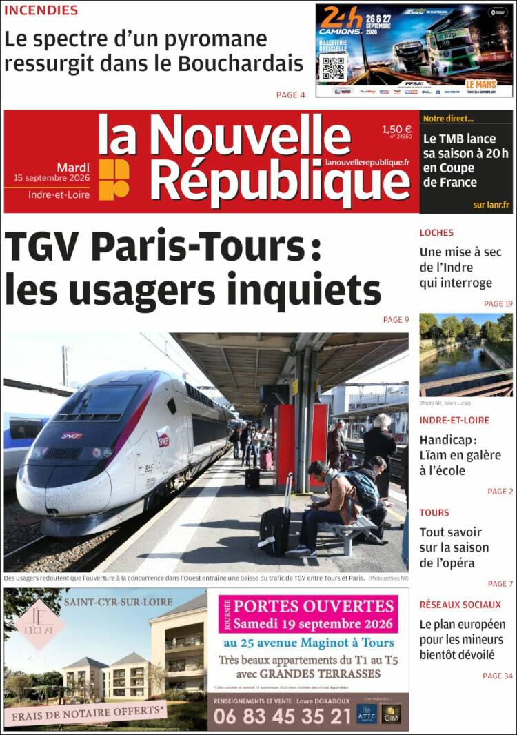 Portada de La Nouvelle Republique (France)