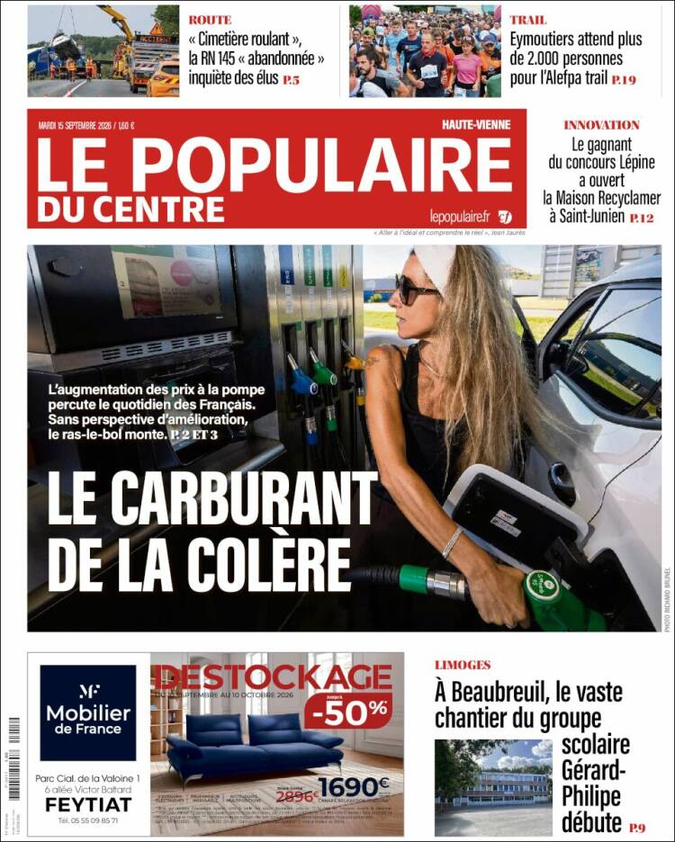 Portada de Le Populaire du Centre (Francia)
