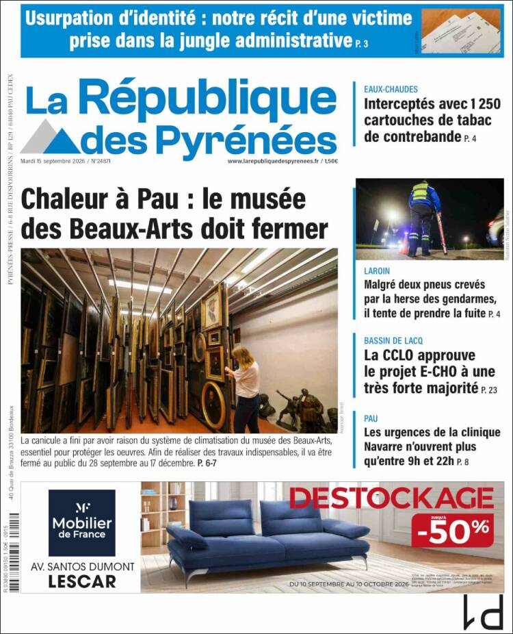 Portada de La République des Pyrénées (Francia)