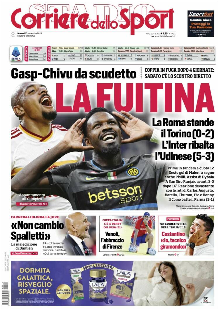 Portada de Corriere dello Sport (Italia)