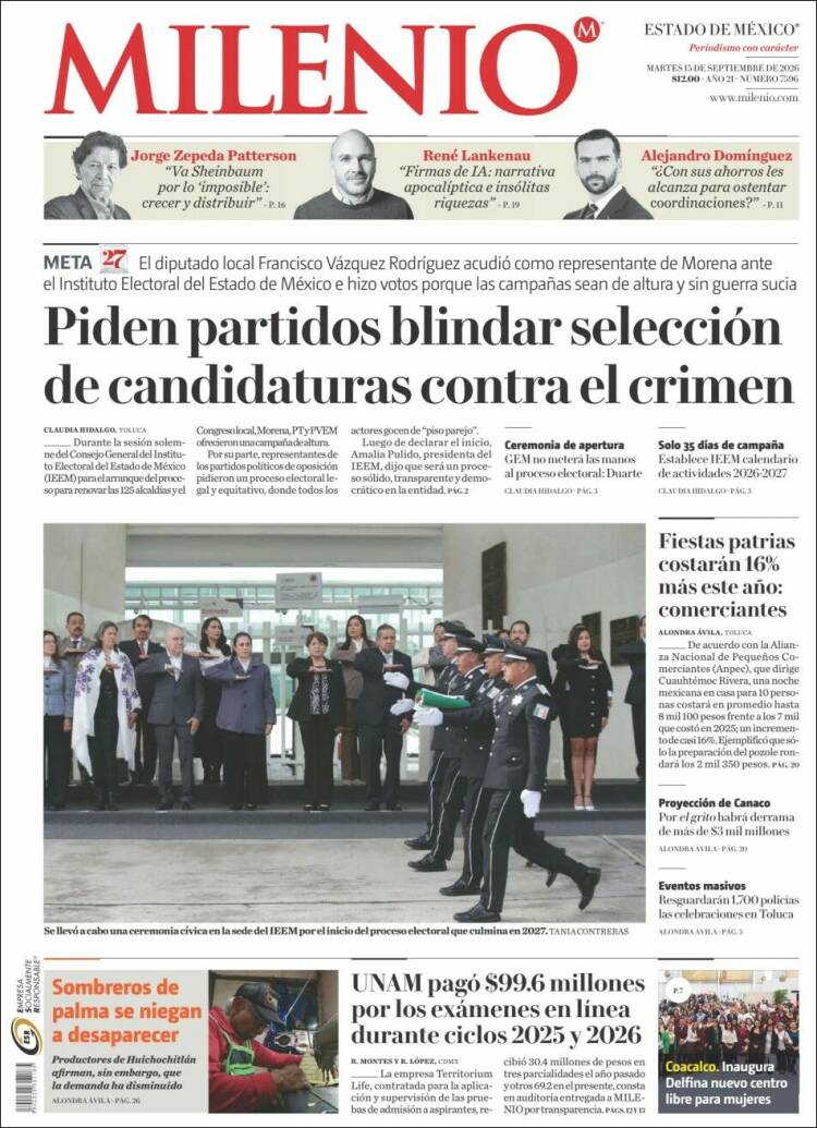 Portada de Milenio - Estado de México (M&eacute;xico)