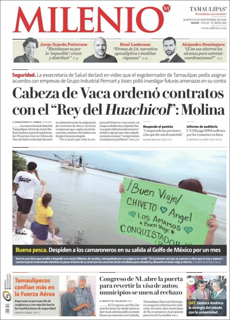 Portada de Milenio - Tamaulipas (M&eacute;xico)