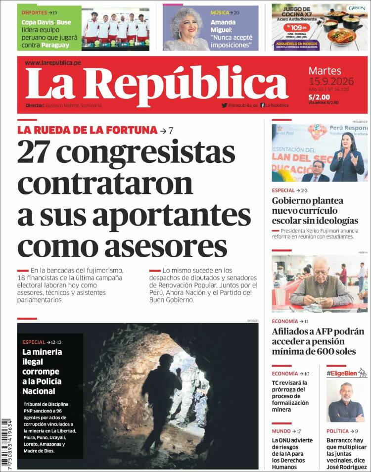 Portada de La Republica (Per&uacute;)