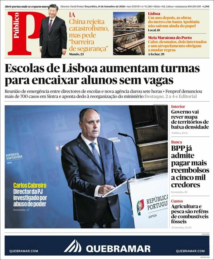 Portada de Público (Portugal)