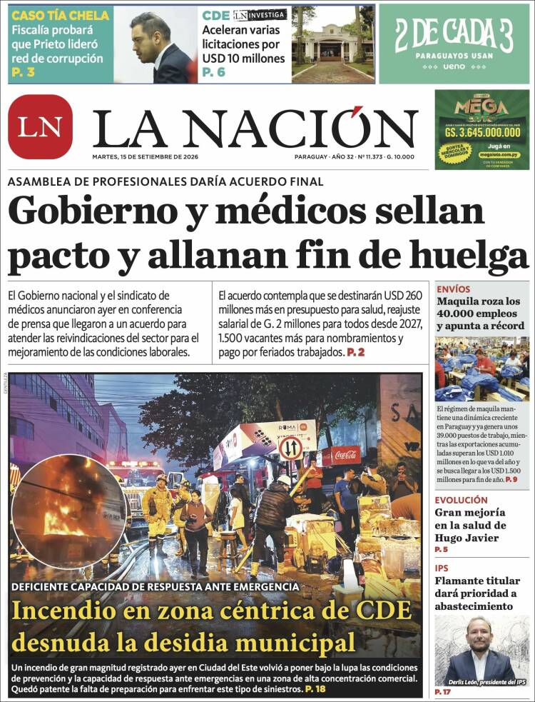 Portada de La Nación (Paraguay)