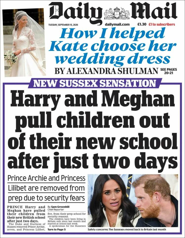Portada de Daily Mail (Royaume-Uni)