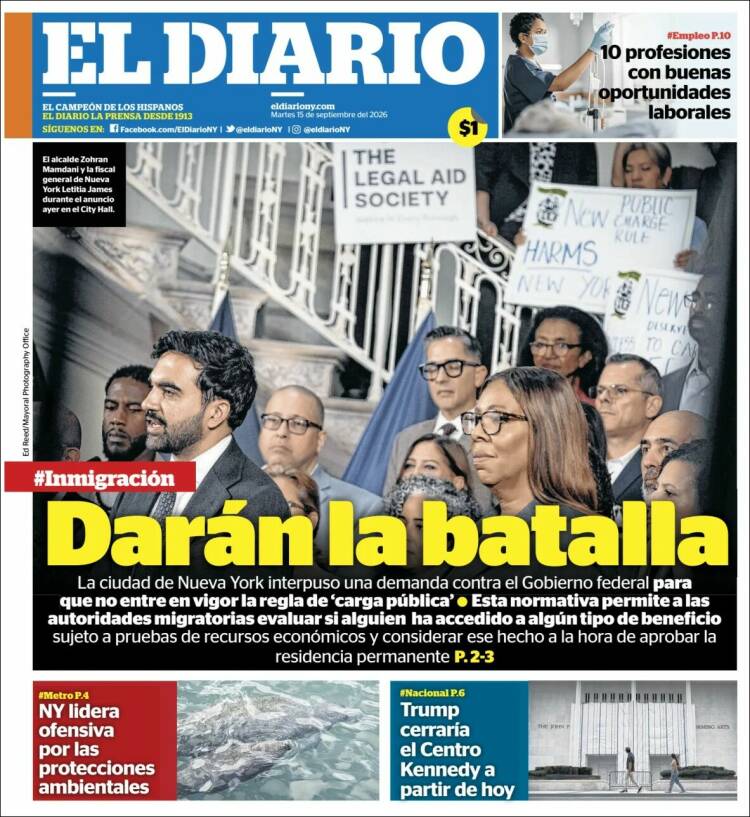 Portada de El Diario NY (USA)