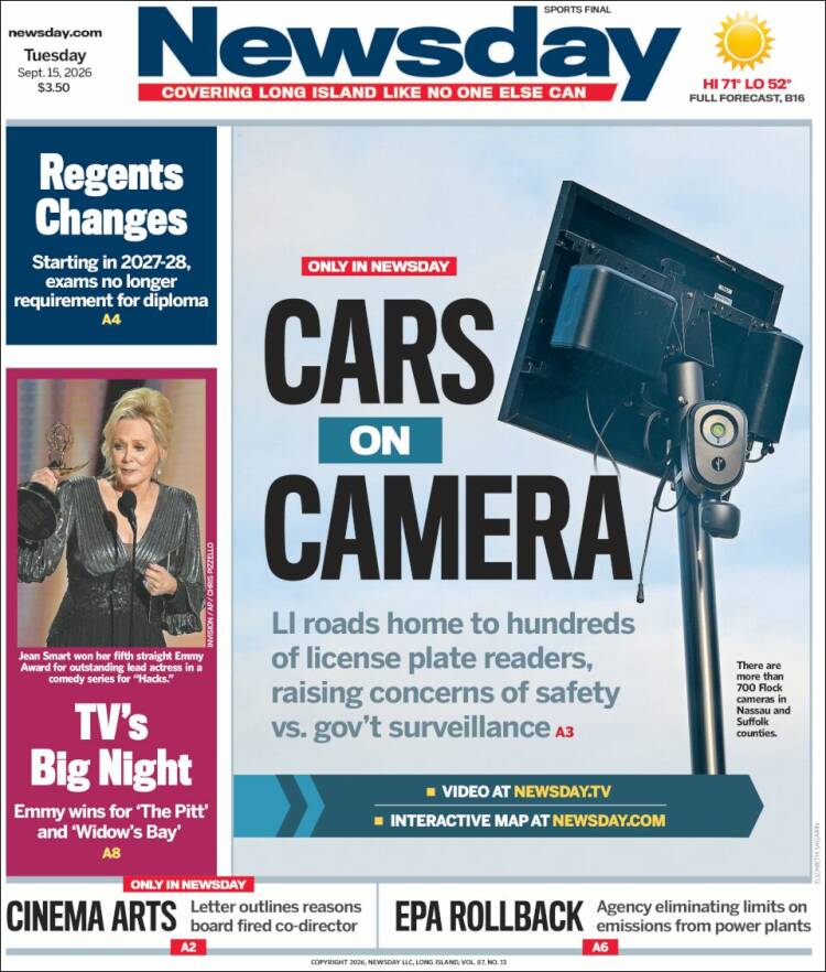 Portada de Newsday (USA)