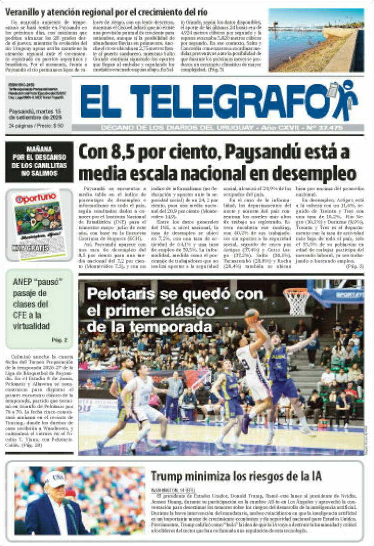Portada de El Telégrafo (Uruguay)